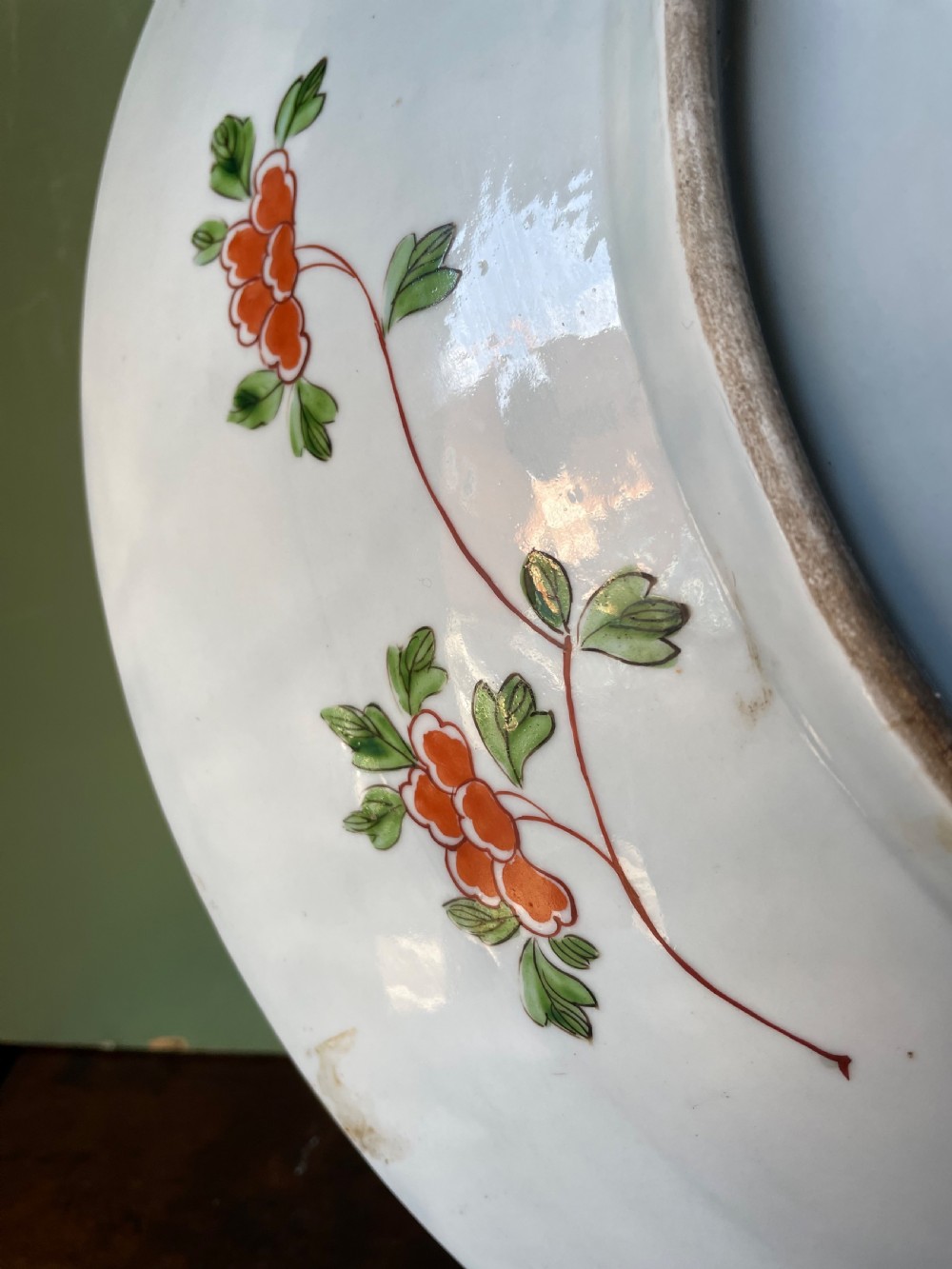 C19th dished porcelain charger in the early C18th Japanese Imari style by Samson. View X