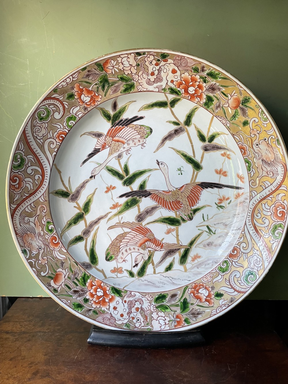 C19th dished porcelain charger in the early C18th Japanese Imari style by Samson. View XV
