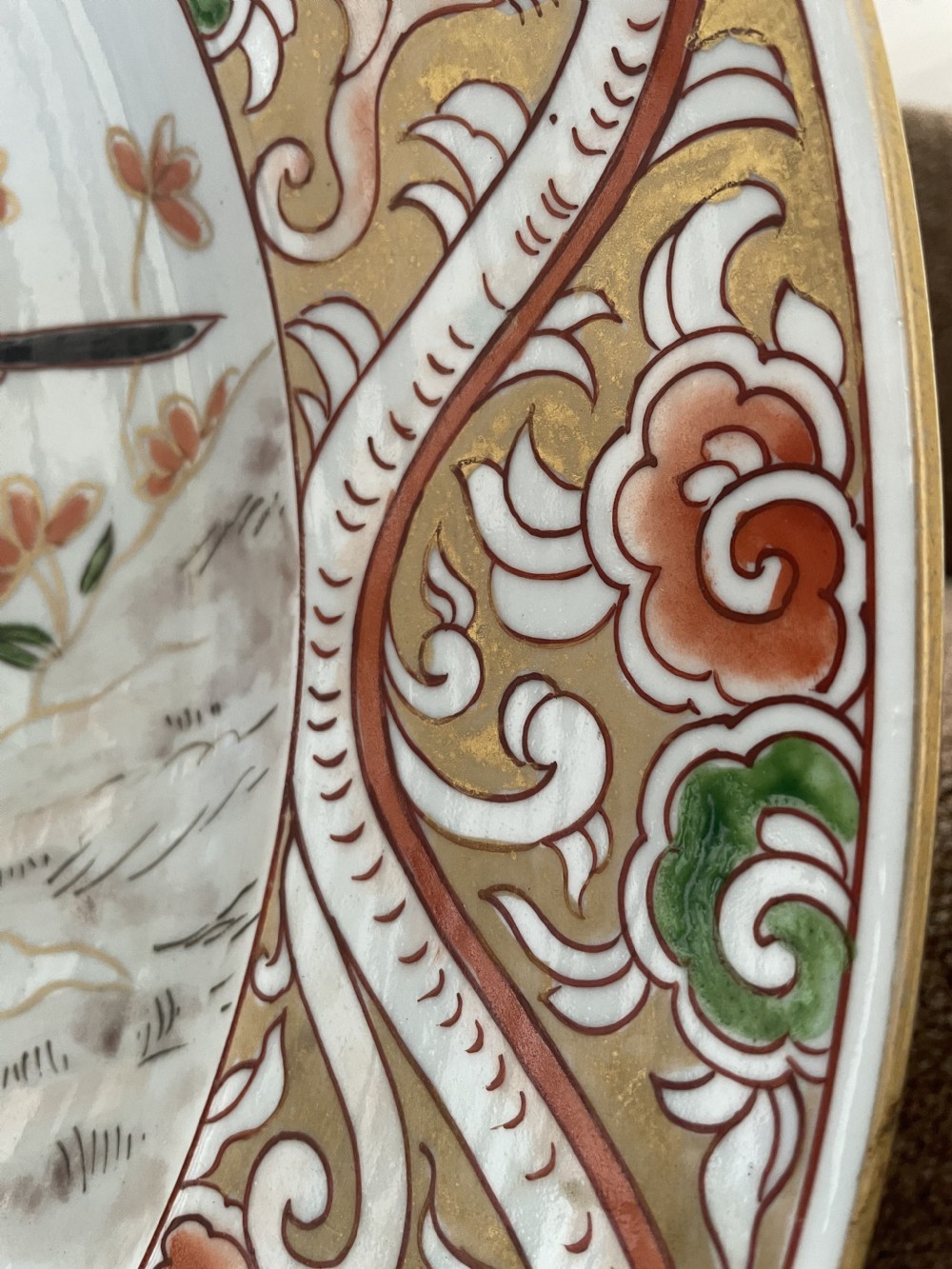 C19th dished porcelain charger in the early C18th Japanese Imari style by Samson. View XVI