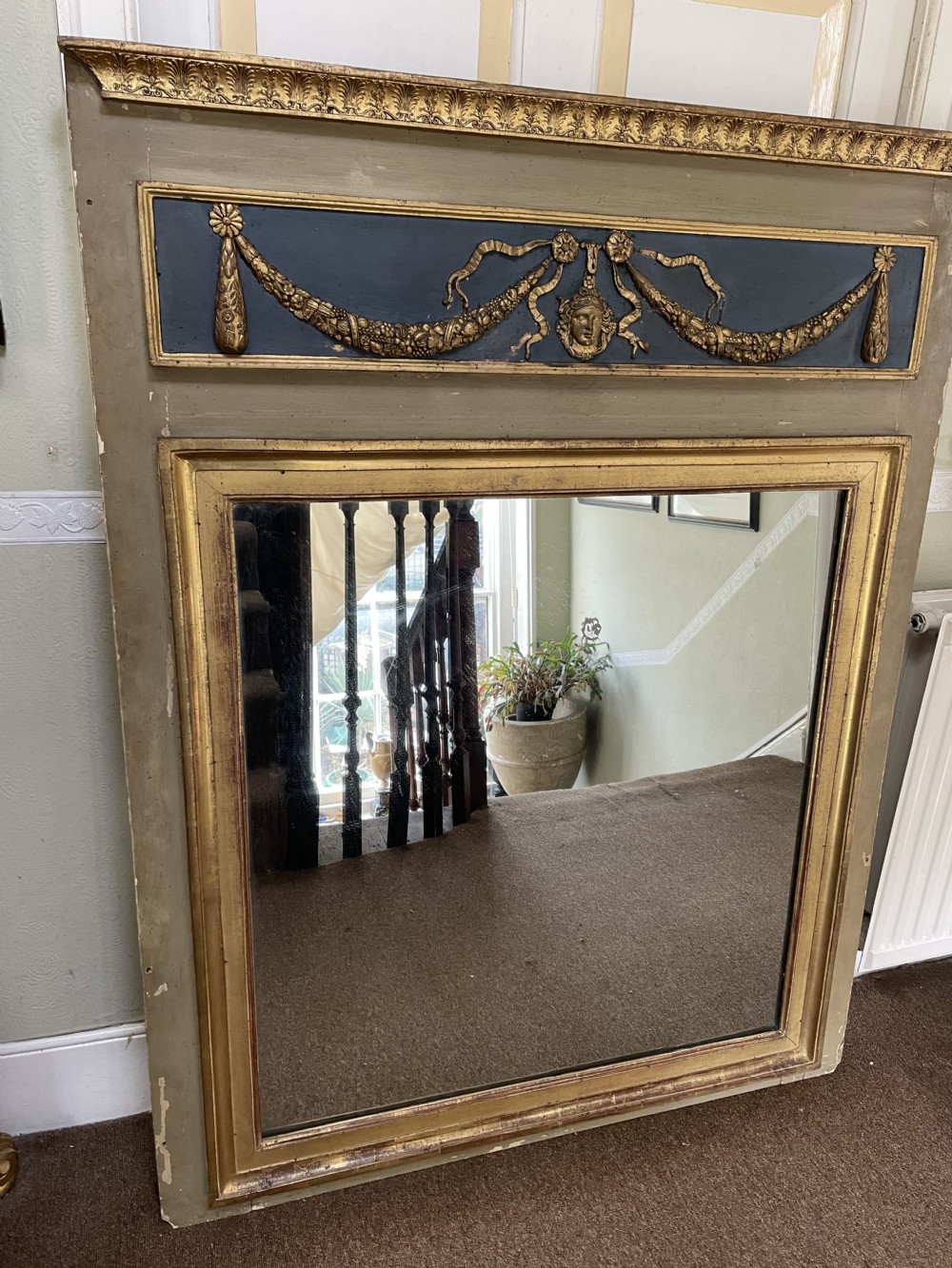 Early C19th French Empire style ‘trumeau’  mirror .