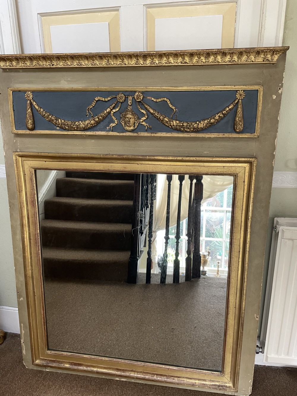 Early C19th French Empire style ‘trumeau’  mirror . View IV