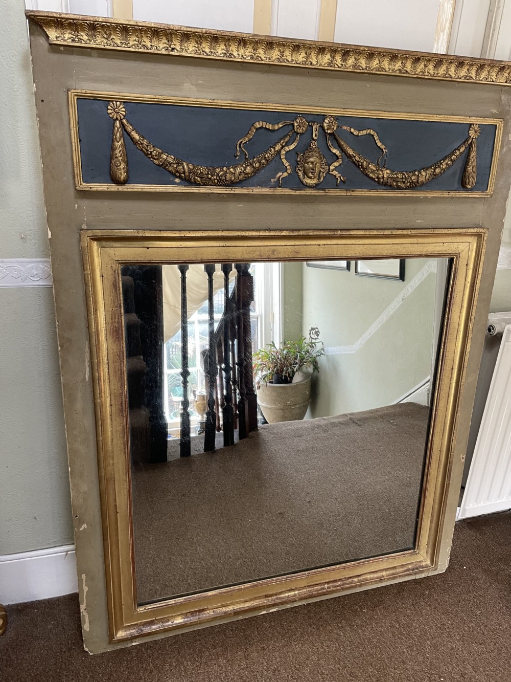 Early C19th French Empire style ‘trumeau’  mirror . View XIV