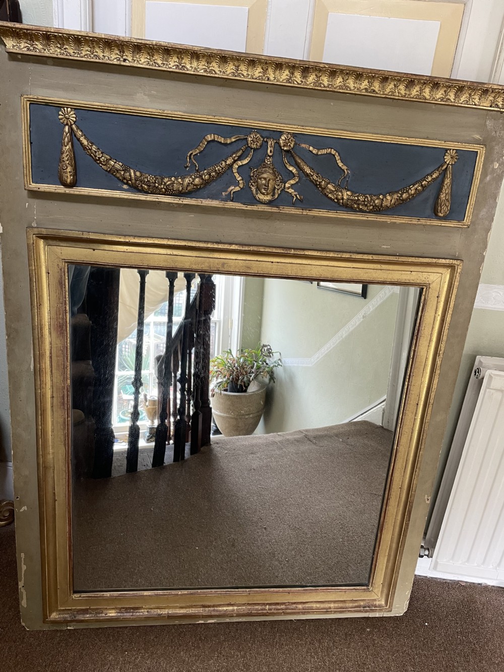 Early C19th French Empire style ‘trumeau’  mirror . View XVI
