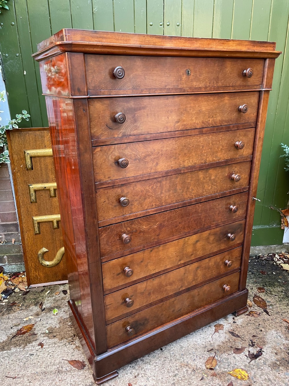 Mid C19th French mahogany ‘semainier’ type tall chest of drawers. View VII