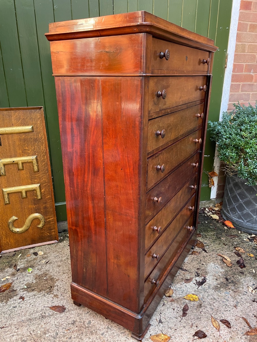 Mid C19th French mahogany ‘semainier’ type tall chest of drawers. View X