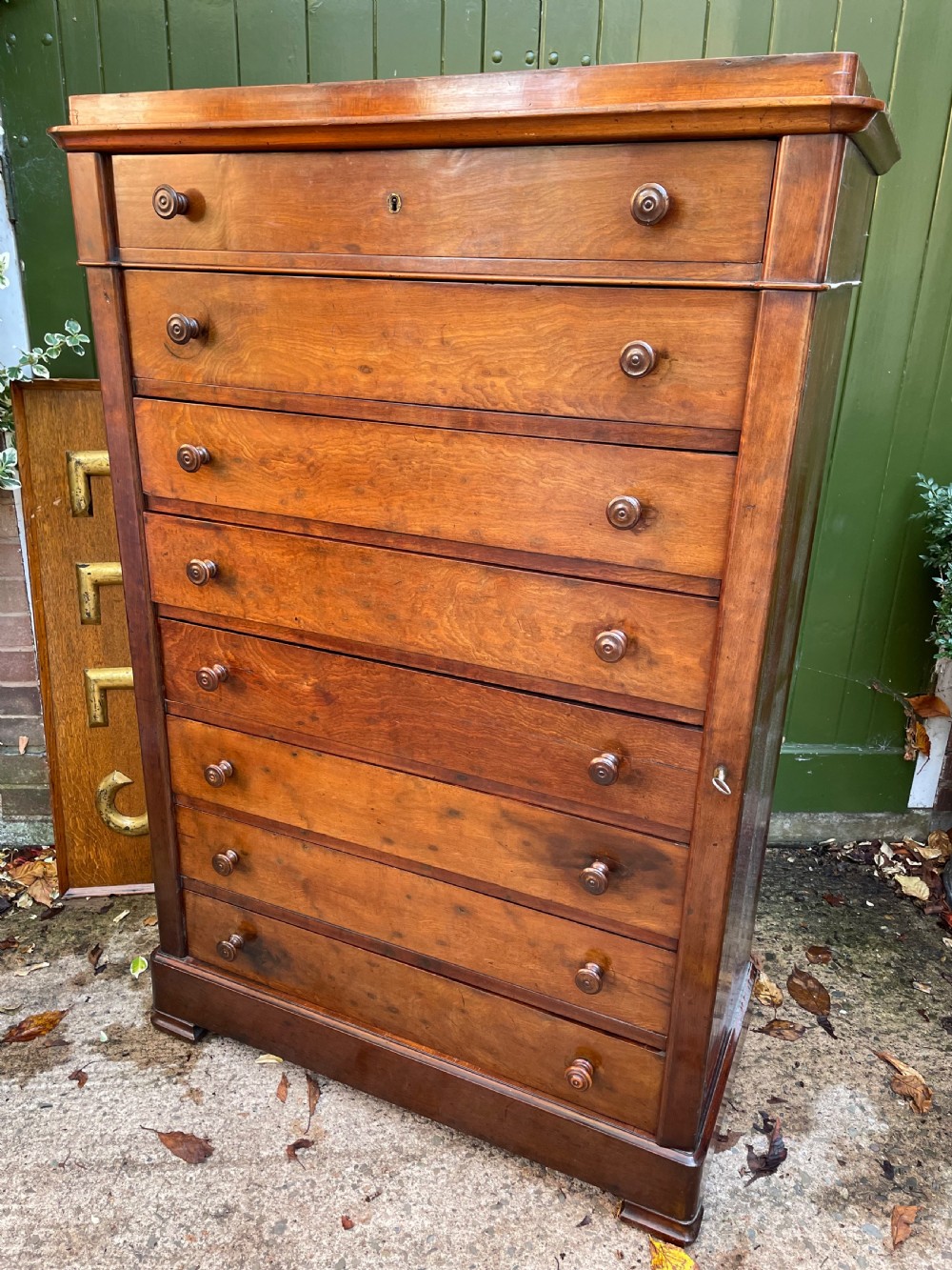 Mid C19th French mahogany ‘semainier’ type tall chest of drawers. View XI