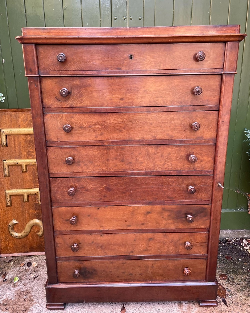 Mid C19th French mahogany ‘semainier’ type tall chest of drawers.