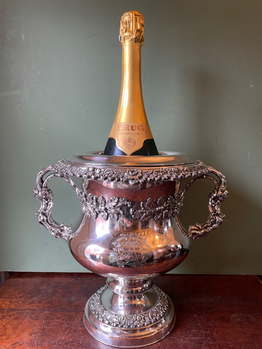 Pair of early C19th Regency period ‘ Old Sheffield Plate ‘ campana shaped wine coolers . View XIV
