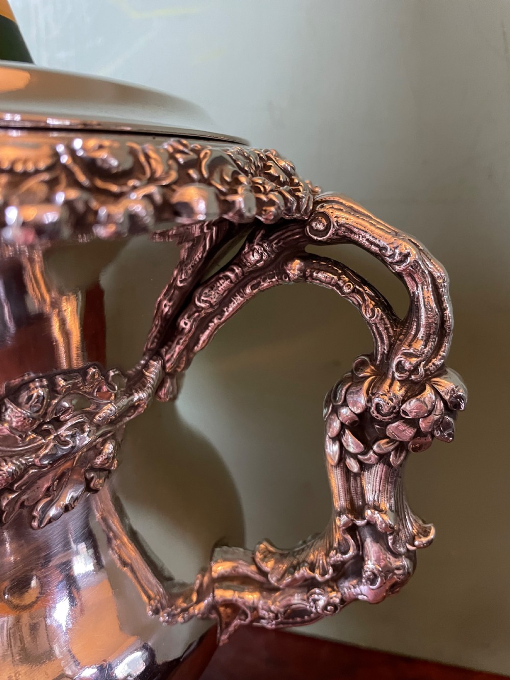 Pair of early C19th Regency period ‘ Old Sheffield Plate ‘ campana shaped wine coolers . View XV