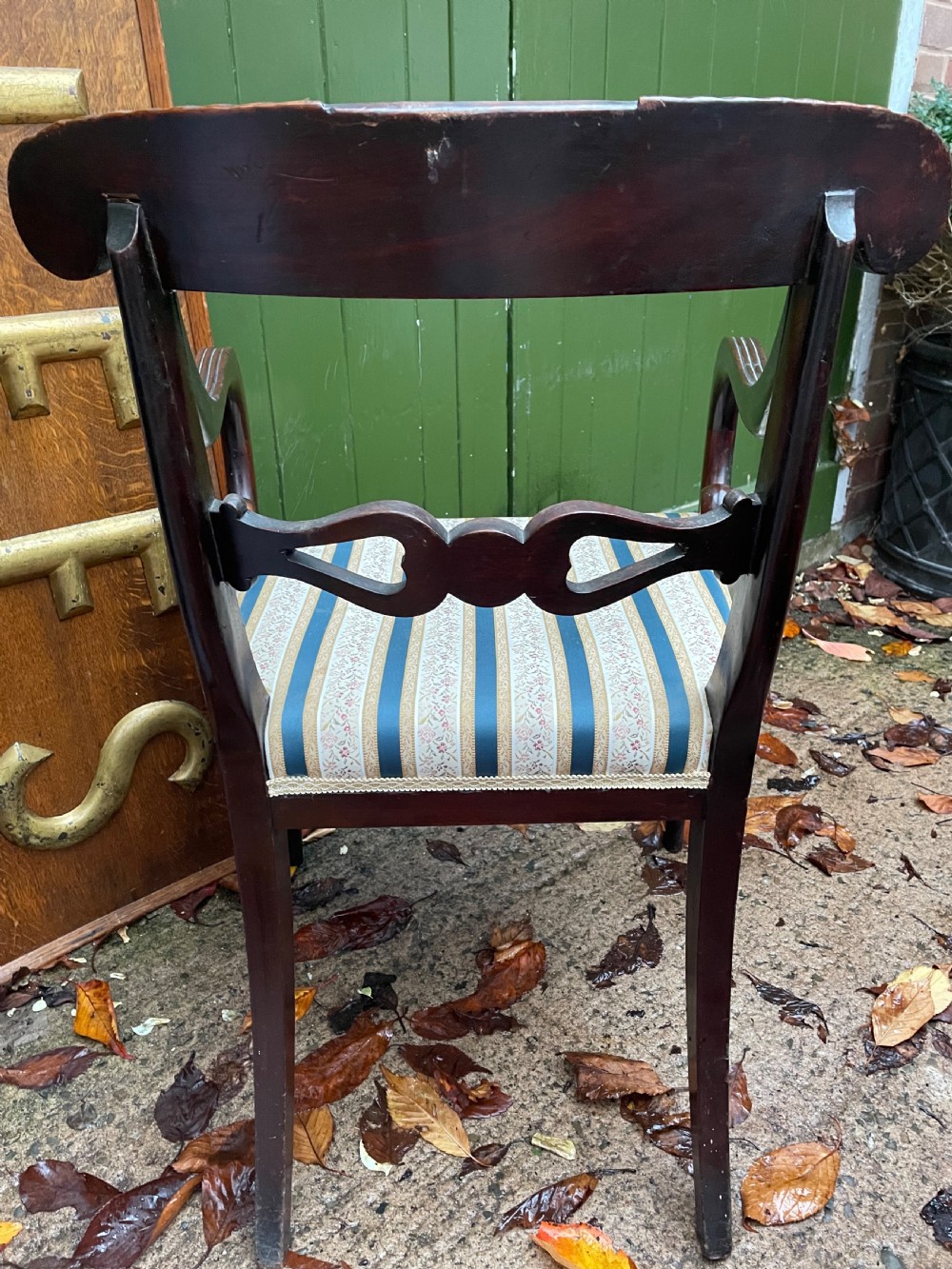 Early C19th Regency period carved mahogany armchair. View XII