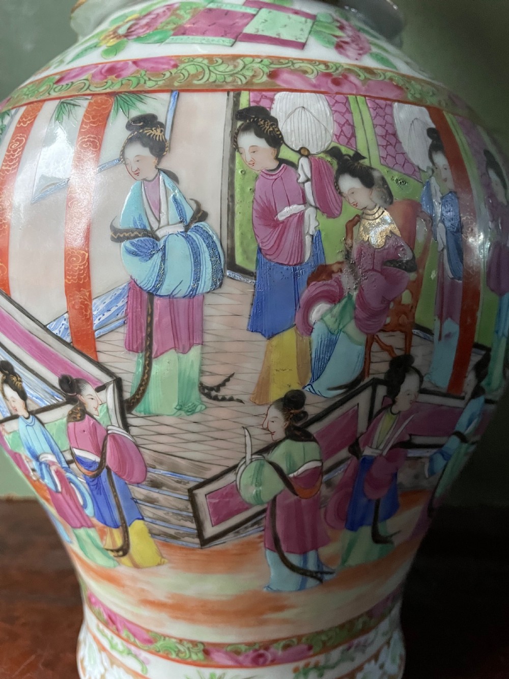 Late C19th Chinese Cantonese ‘famille rose’ decorated porcelain vase . View VI