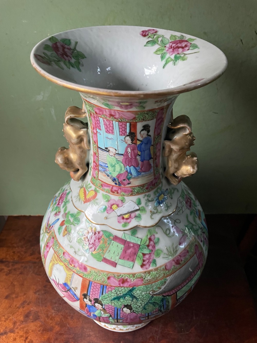 Late C19th Chinese Cantonese ‘famille rose’ decorated porcelain vase . View X