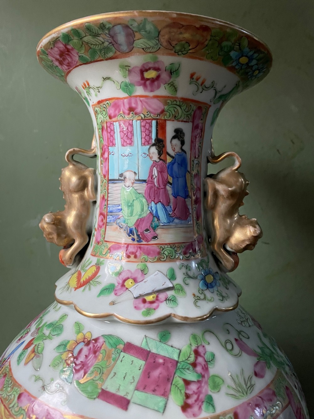 Late C19th Chinese Cantonese ‘famille rose’ decorated porcelain vase . View XI
