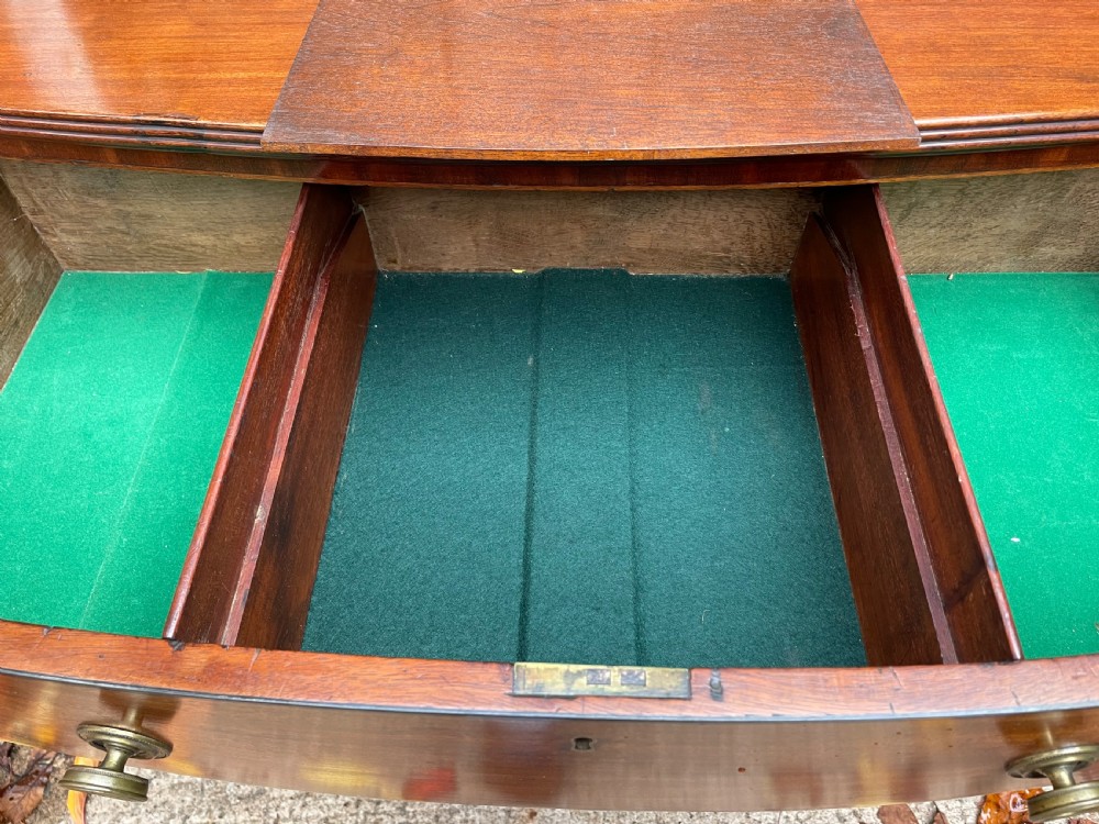 Pair of elegant early C19th late George III period mahogany bow-front side tables . View XVI