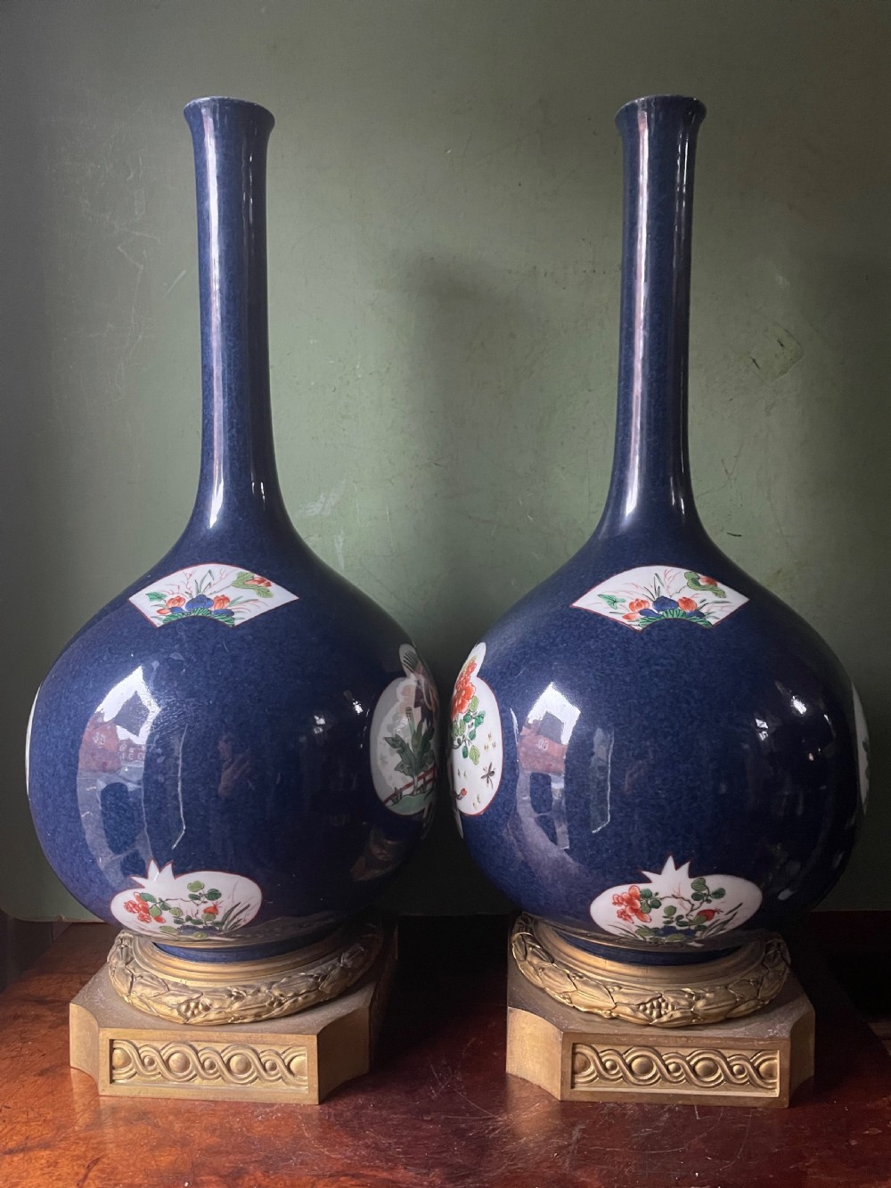 Pair of mid C19th French Chinese-style porcelain vases by Samson of Paris . View II