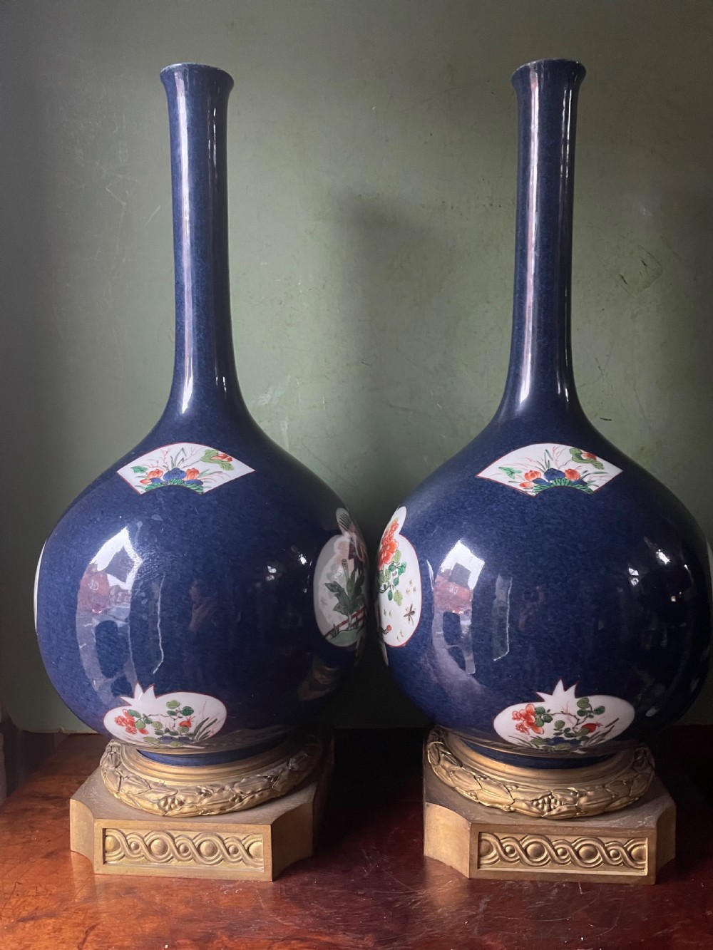 Pair of mid C19th French Chinese-style porcelain vases by Samson of Paris . View III