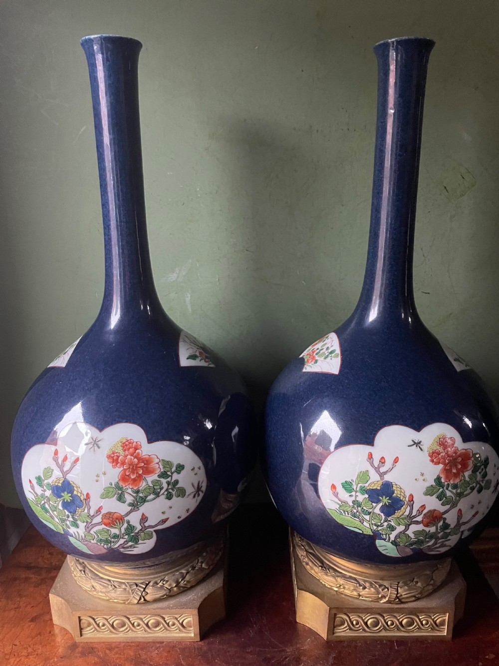 Pair of mid C19th French Chinese-style porcelain vases by Samson of Paris . View V
