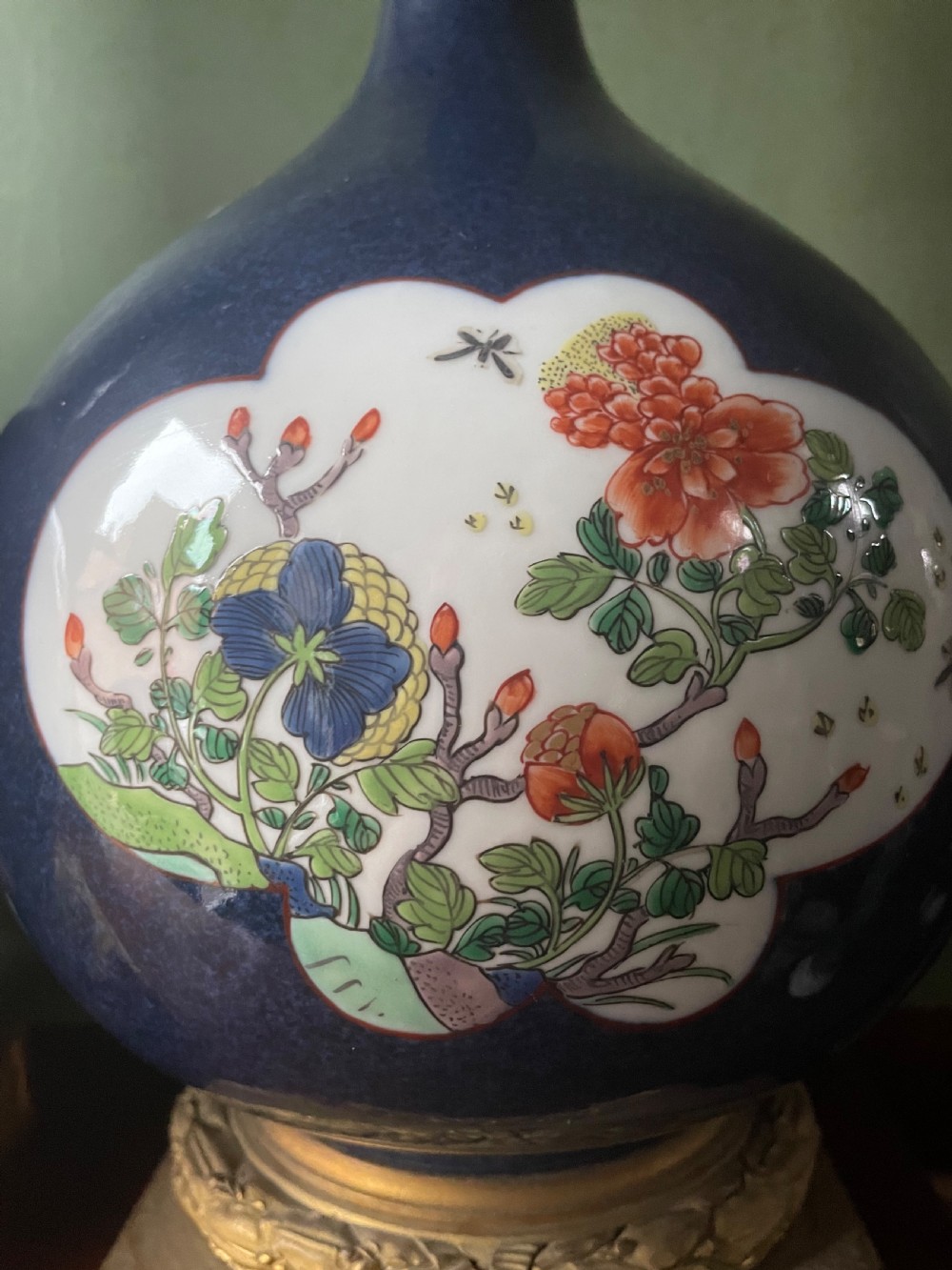 Pair of mid C19th French Chinese-style porcelain vases by Samson of Paris . View VI
