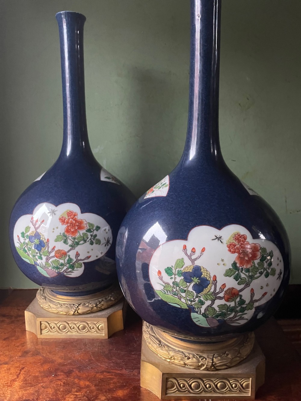 Pair of mid C19th French Chinese-style porcelain vases by Samson of Paris . View VIII