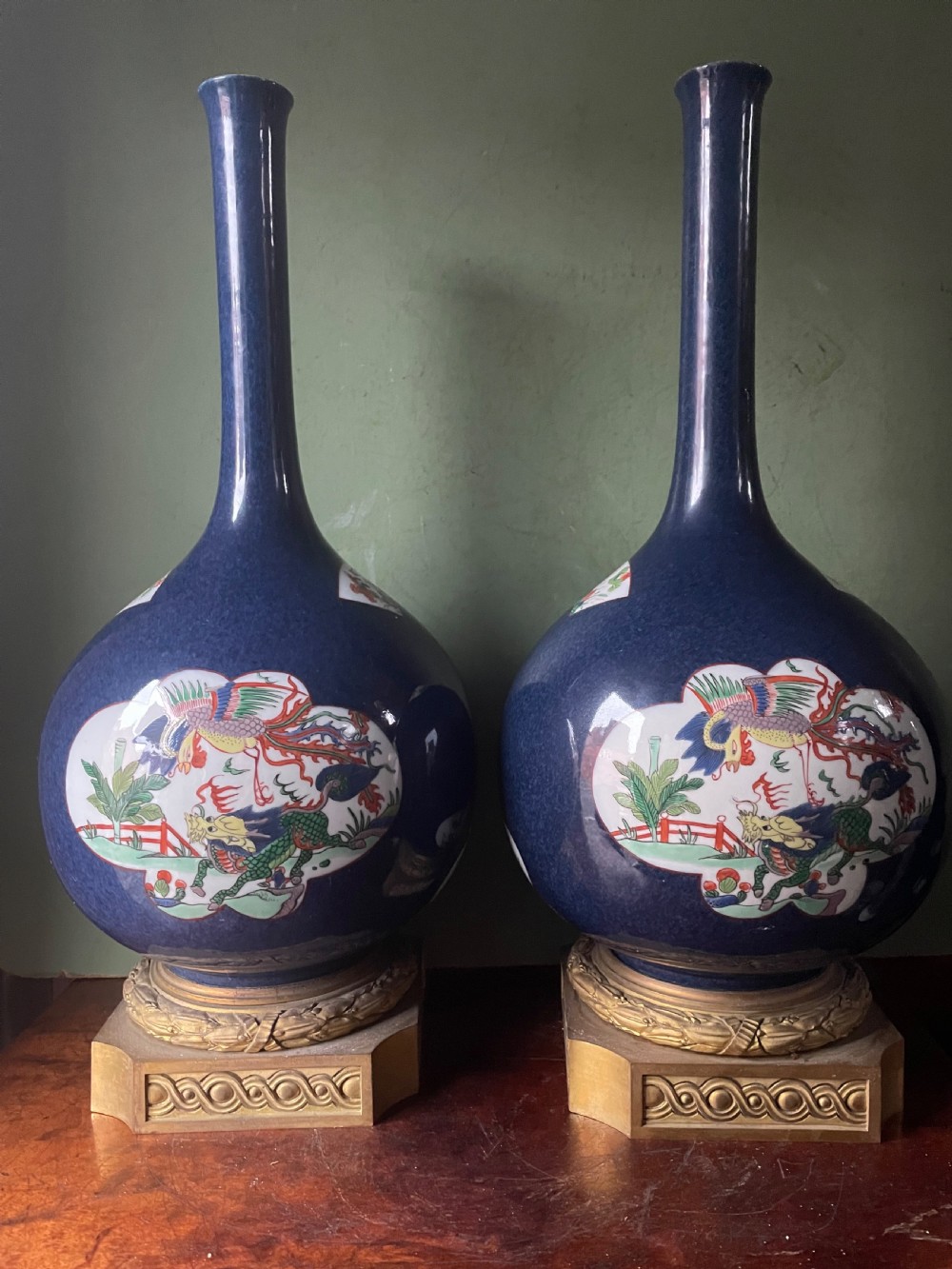 Pair of mid C19th French Chinese-style porcelain vases by Samson of Paris . View IX
