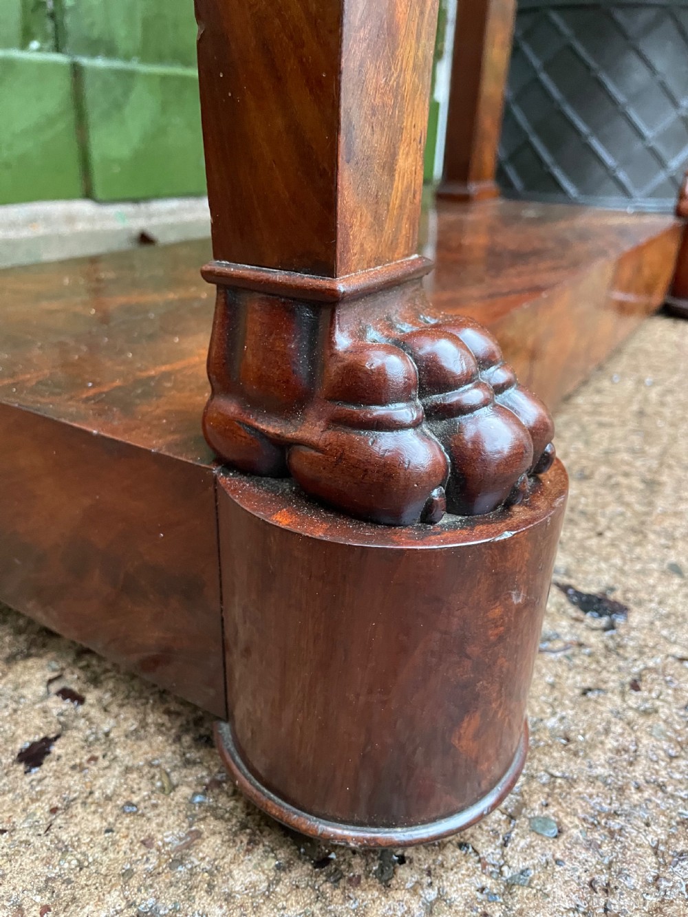 Early C19th French Charles X period mahogany marble-topped pier or console table. View XI
