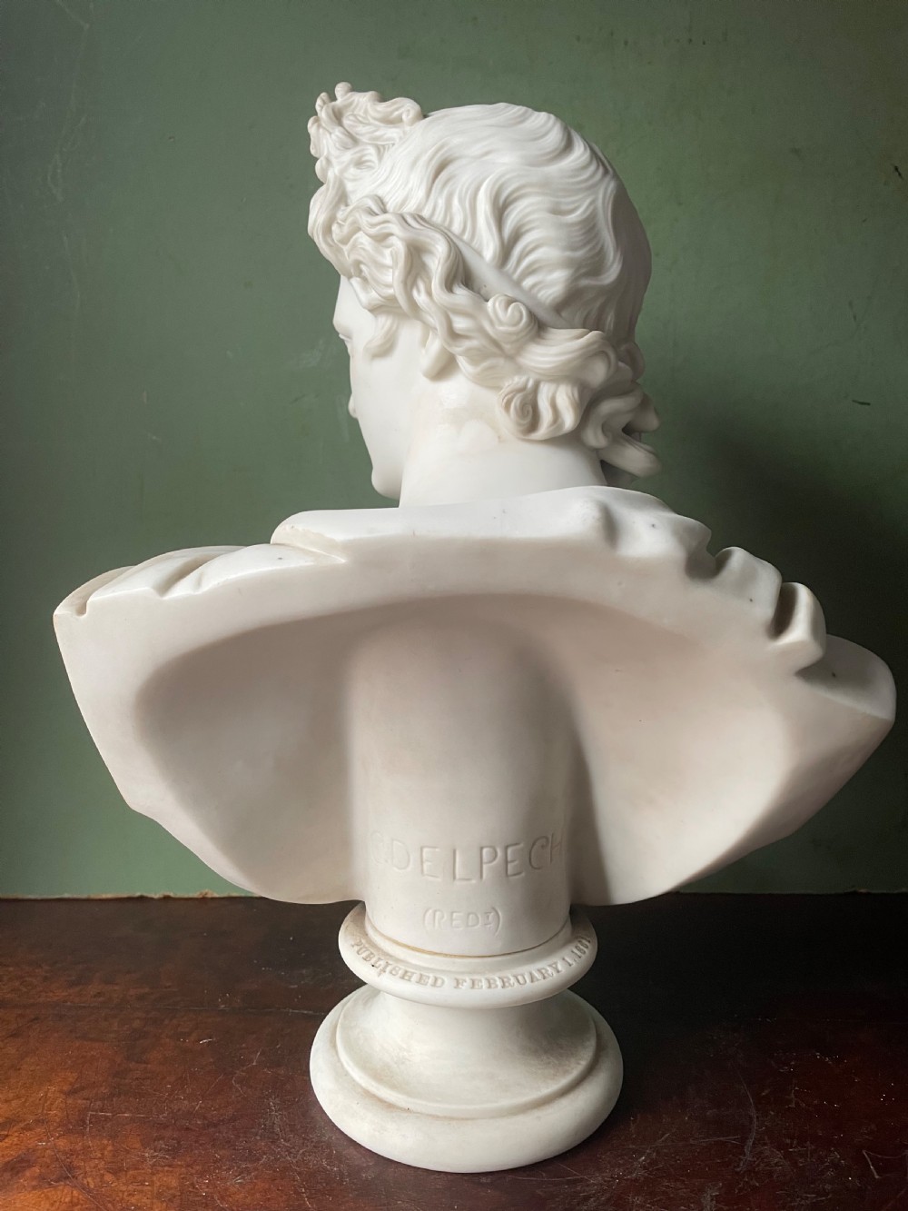 C19th parian ware porcelain bust study of the “Apollo Belvedere”.  View VII