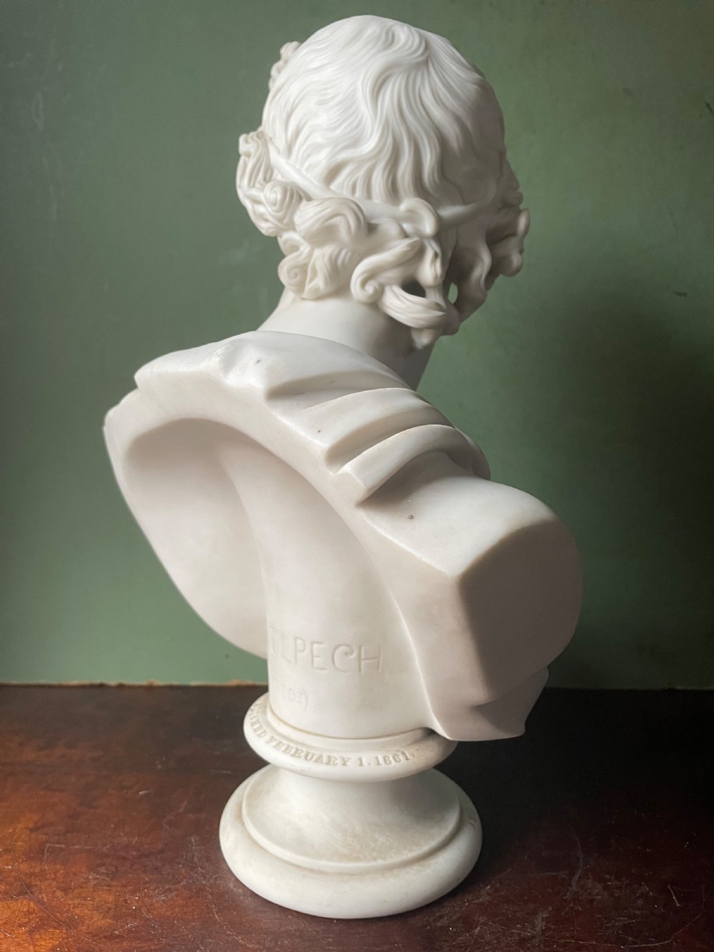 C19th parian ware porcelain bust study of the “Apollo Belvedere”.  View VIII