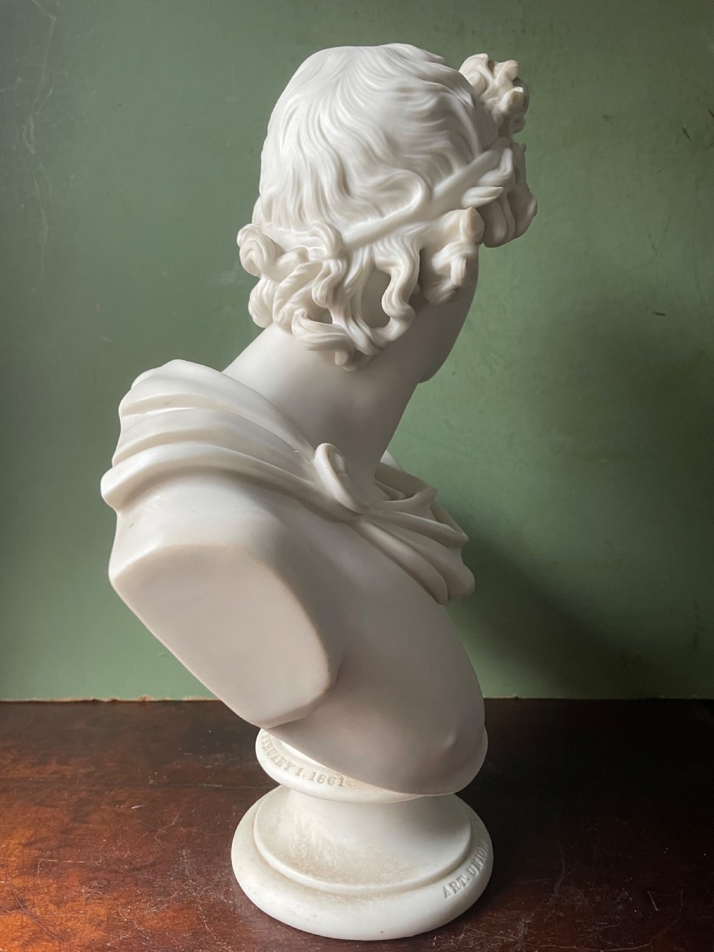 C19th parian ware porcelain bust study of the “Apollo Belvedere”.  View IX