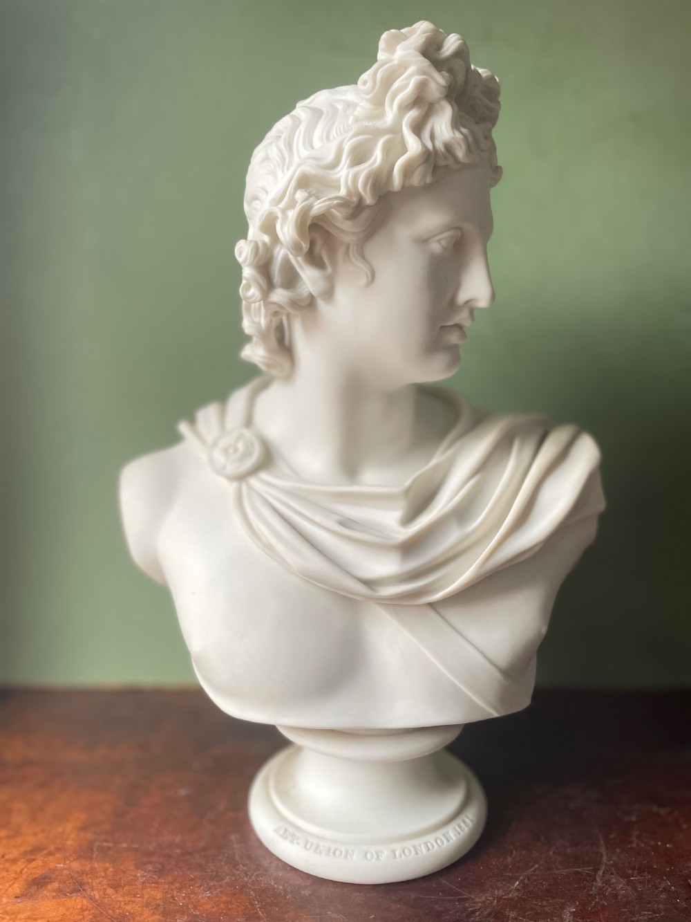 C19th parian ware porcelain bust study of the “Apollo Belvedere”.  View XIV