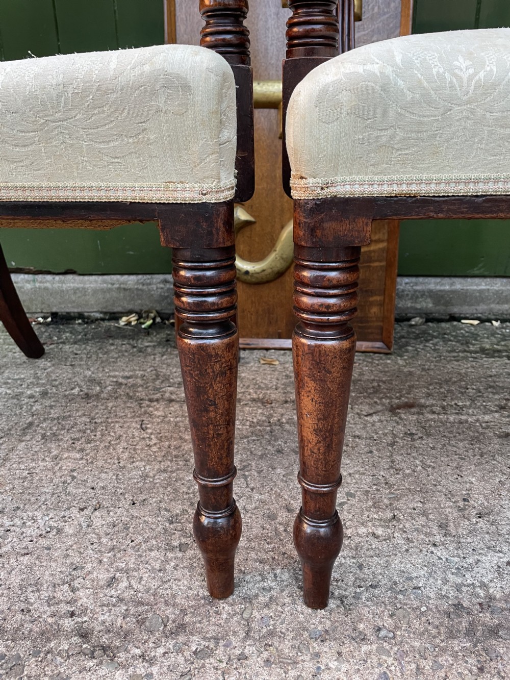 Pair of early C19th Regency period mahogany armchairs. View V