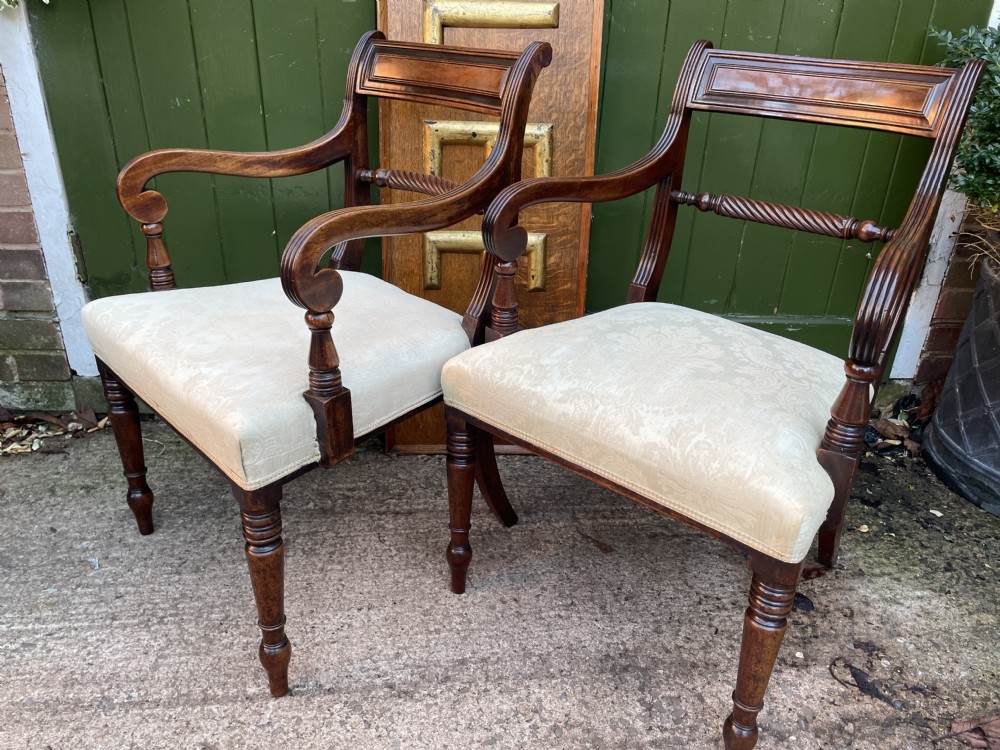 Pair of early C19th Regency period mahogany armchairs. View VIII
