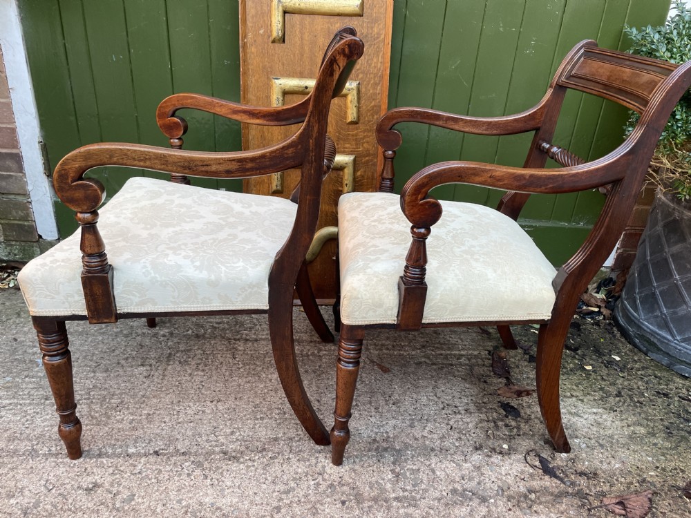 Pair of early C19th Regency period mahogany armchairs. View XI
