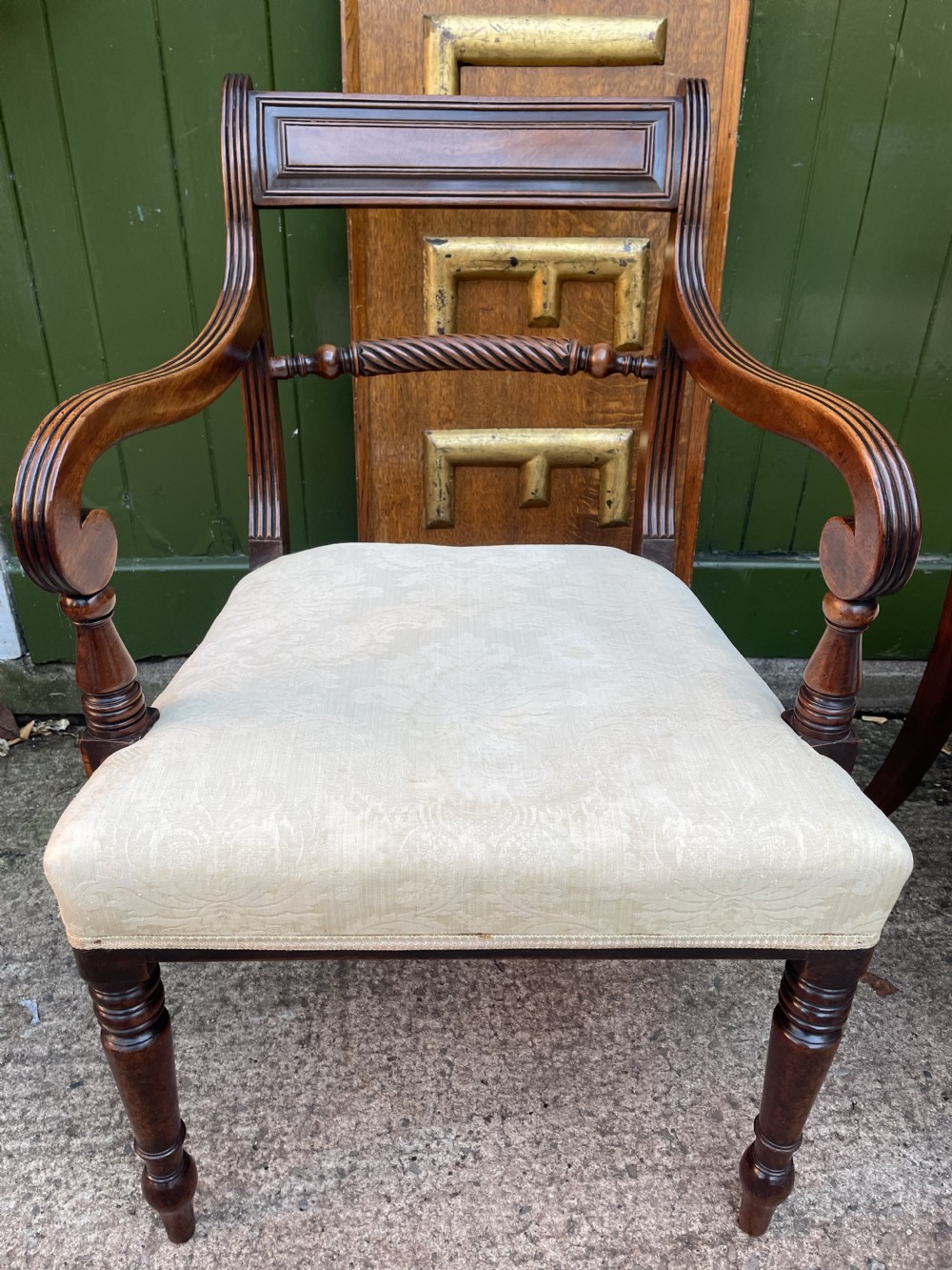 Pair of early C19th Regency period mahogany armchairs. View XVI