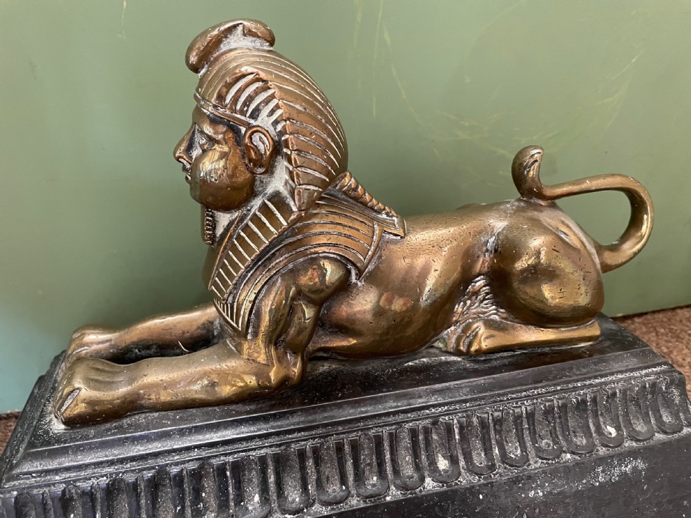 Pair of decorative mid C19th brass and cast-iron Sphinx andirons. View XI
