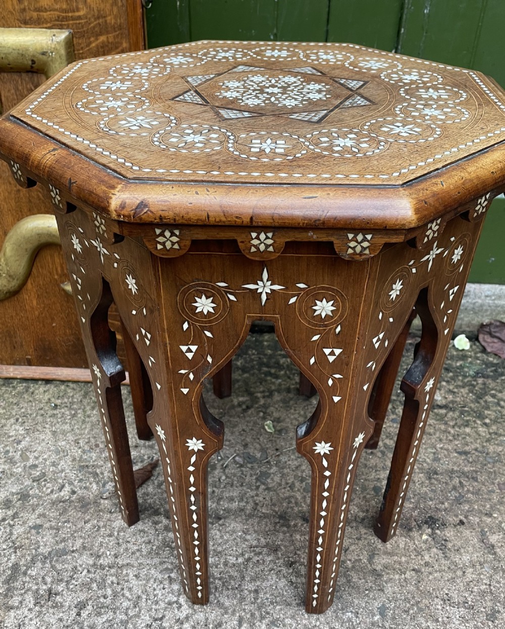Late C19th or early C20th Syrian inlaid walnut or fruitwood octagonal occasional table . 