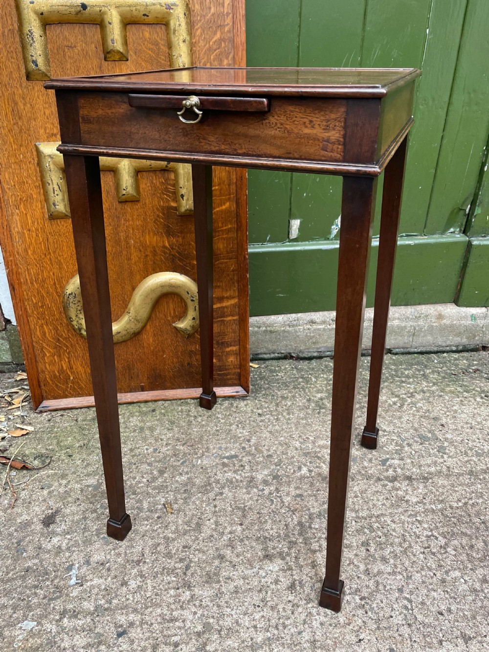 Late C18th George III period mahogany urn or kettle stand .  View VII
