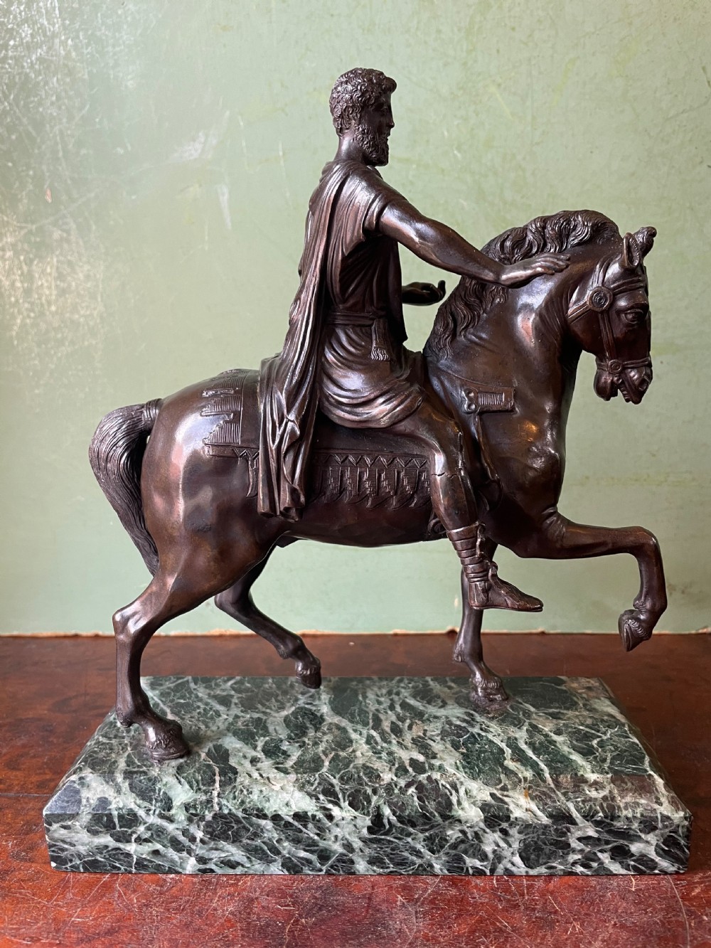 C19th Italian bronze ‘Grand Tour’ souvenir, after the antique, equestrian study of Marcus Aurelius.