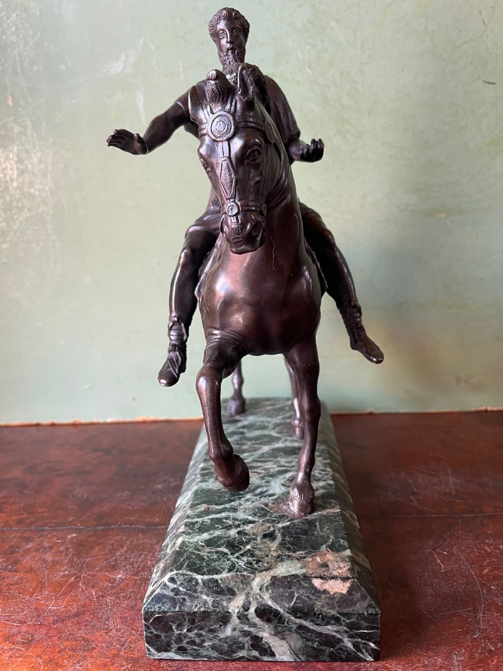C19th Italian bronze ‘Grand Tour’ souvenir, after the antique, equestrian study of Marcus Aurelius. View III