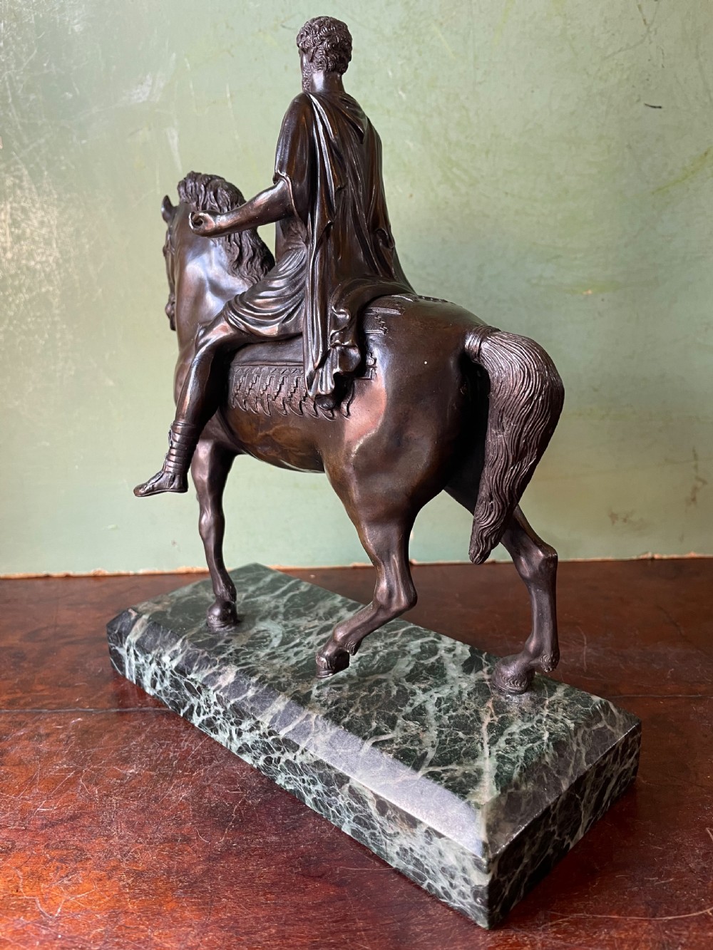 C19th Italian bronze ‘Grand Tour’ souvenir, after the antique, equestrian study of Marcus Aurelius. View IV