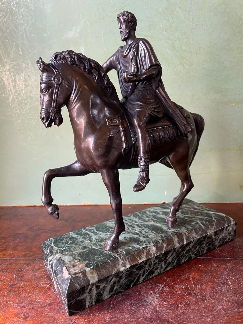 C19th Italian bronze ‘Grand Tour’ souvenir, after the antique, equestrian study of Marcus Aurelius. View V