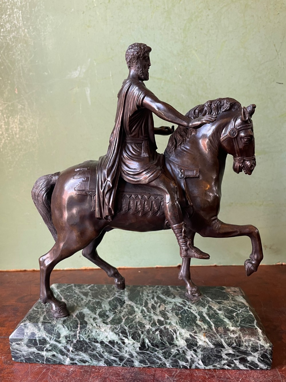 C19th Italian bronze ‘Grand Tour’ souvenir, after the antique, equestrian study of Marcus Aurelius. View X