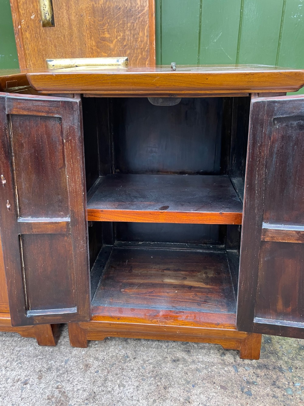 Pair of early C20th Chinese Republic period hardwood bedside cupboards. View V