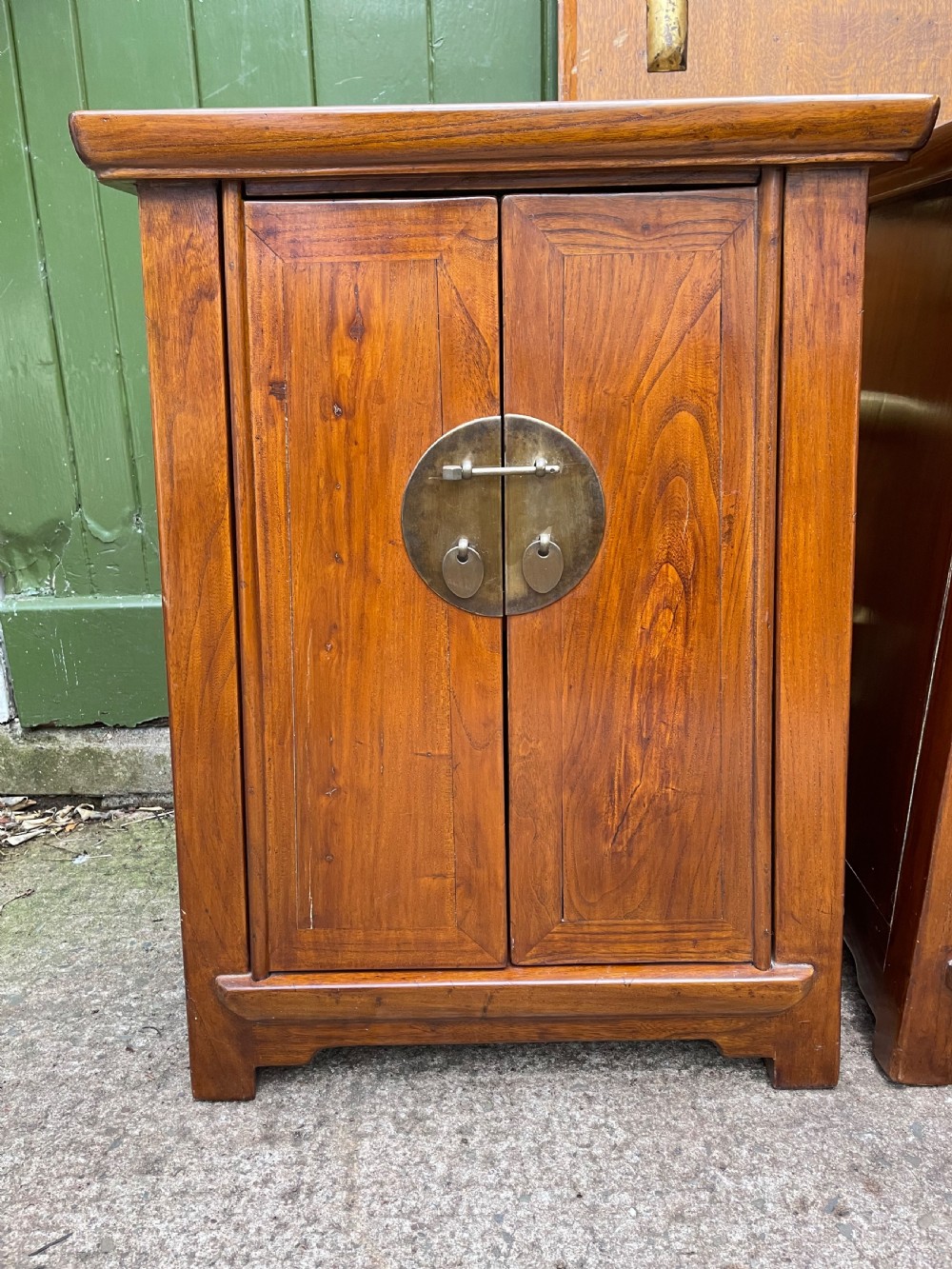 Pair of early C20th Chinese Republic period hardwood bedside cupboards. View VII