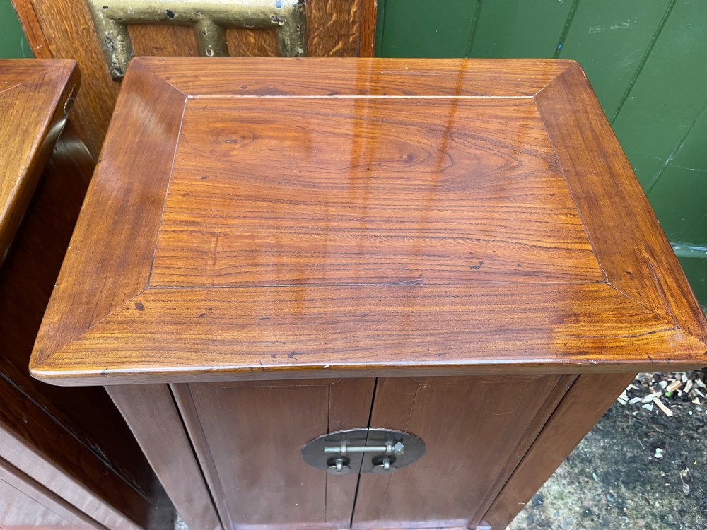 Pair of early C20th Chinese Republic period hardwood bedside cupboards. View X