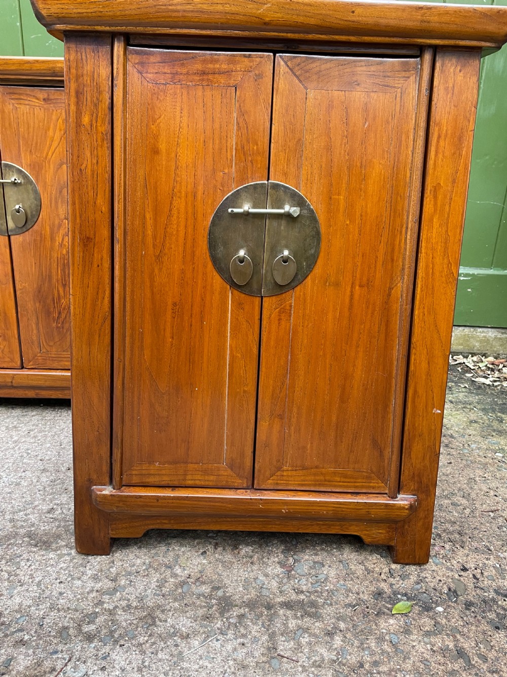 Pair of early C20th Chinese Republic period hardwood bedside cupboards. View XIII