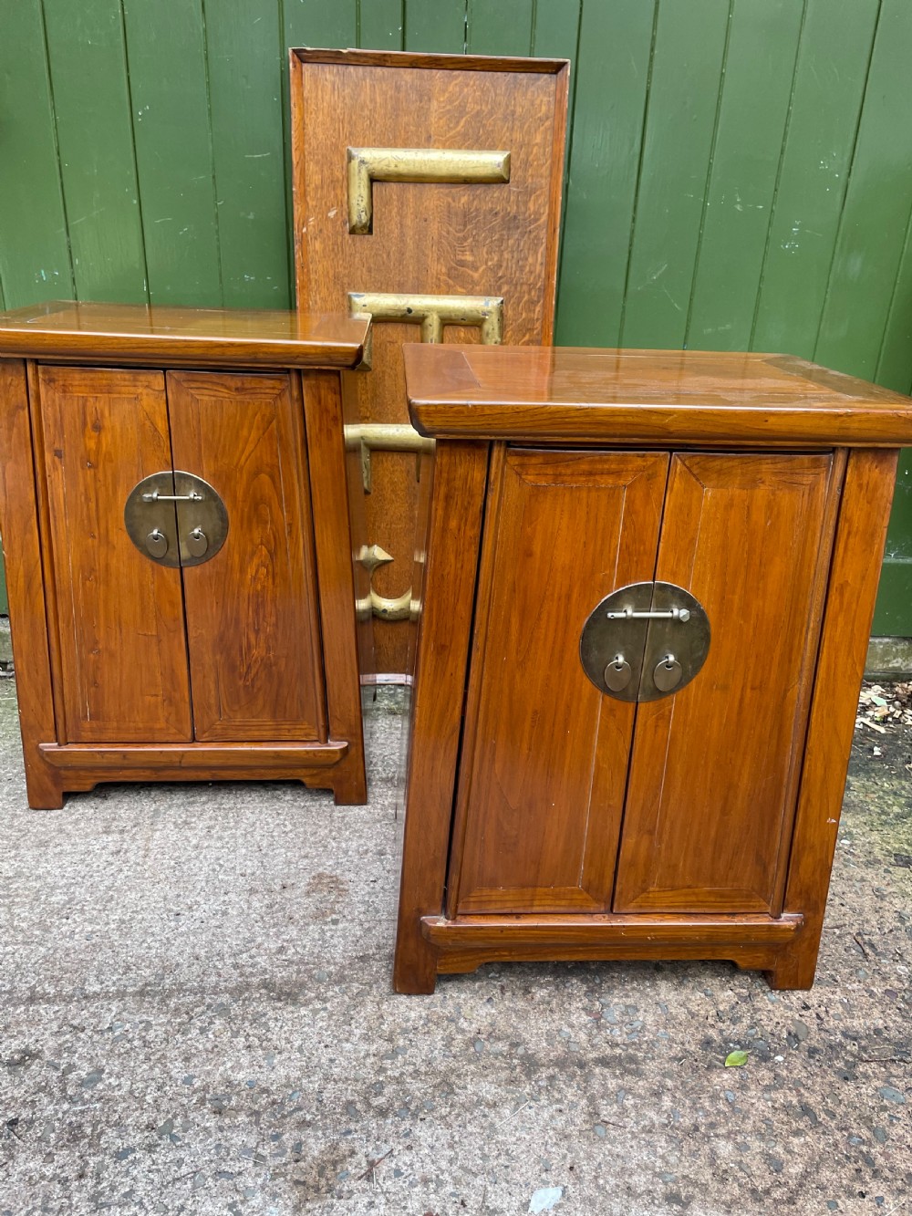 Pair of early C20th Chinese Republic period hardwood bedside cupboards. View XV
