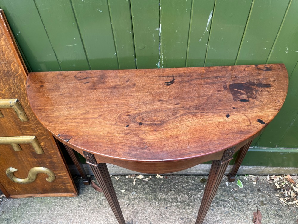 Elegant late C19th George III period revival demi-lune elliptical side table. View XIII