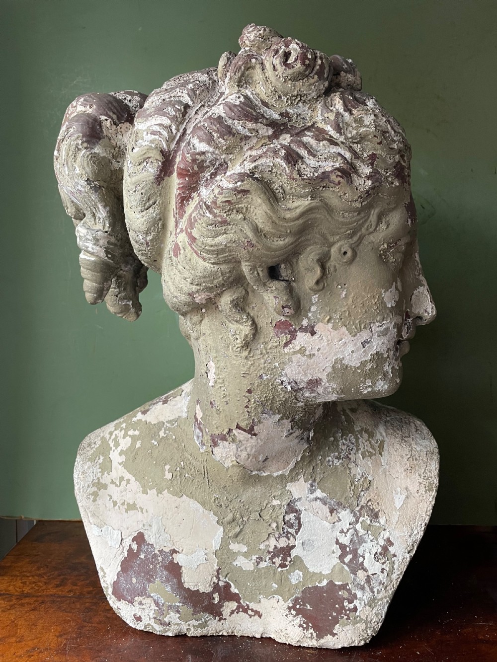 C19th painted stone-ware bust study of the Venus Italica .