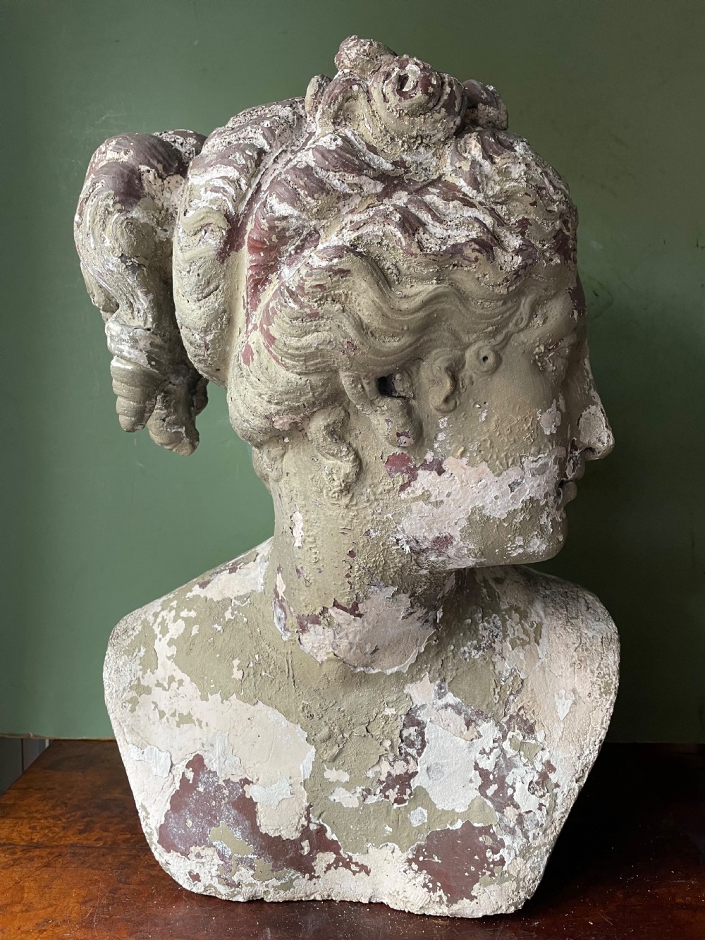 C19th painted stone-ware bust study of the Venus Italica . View III