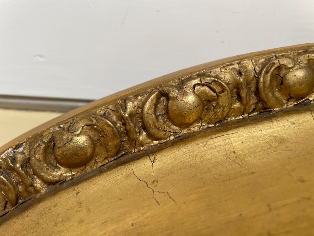 Large early C19th Regency period carved gilt-wood frame convex plate mirror  View X